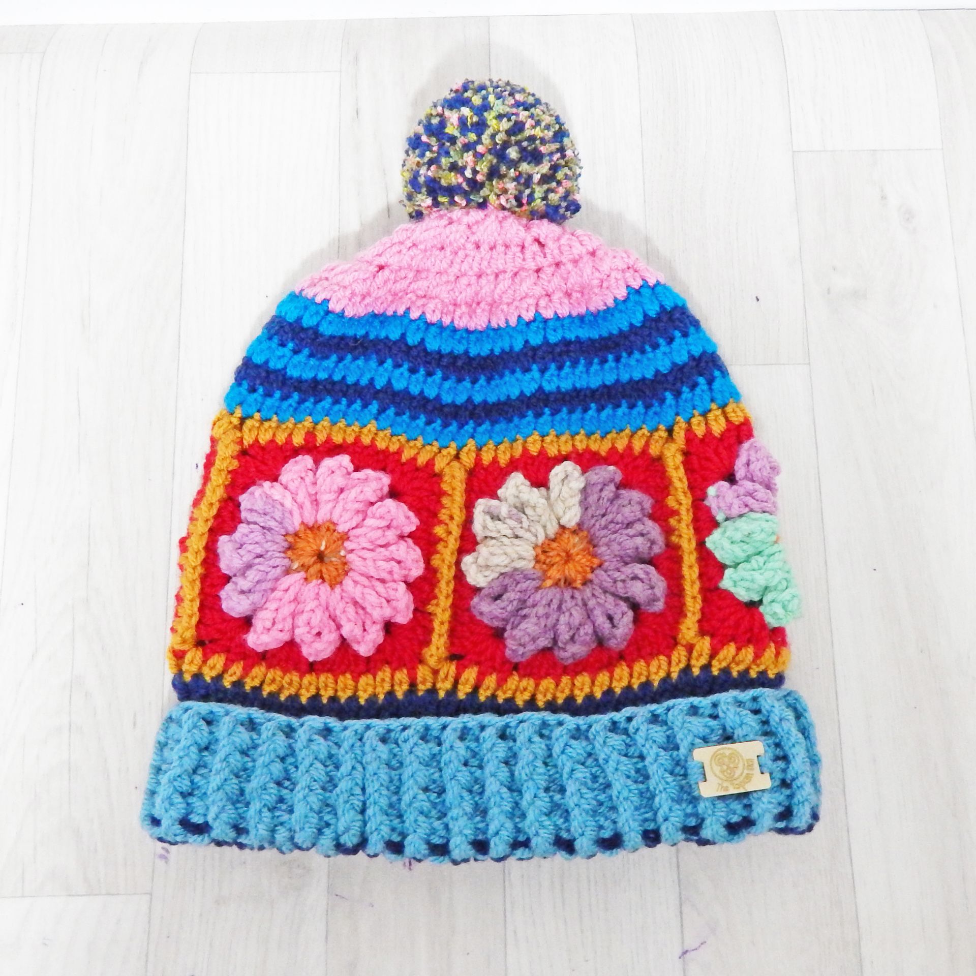 Bobble Hat Pastel Flower