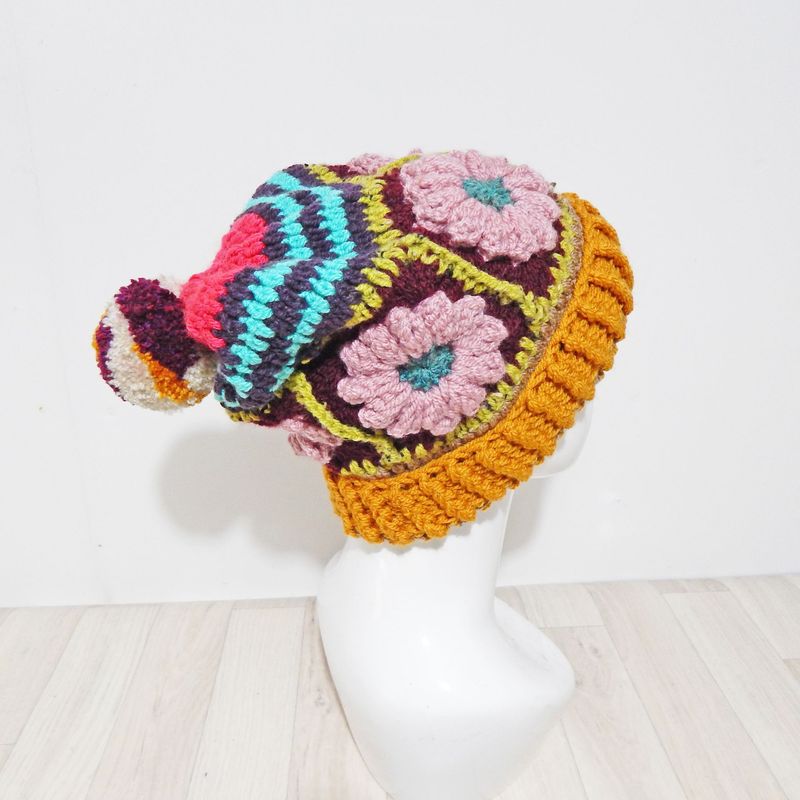 Bobble Hat Pale Pink Flower