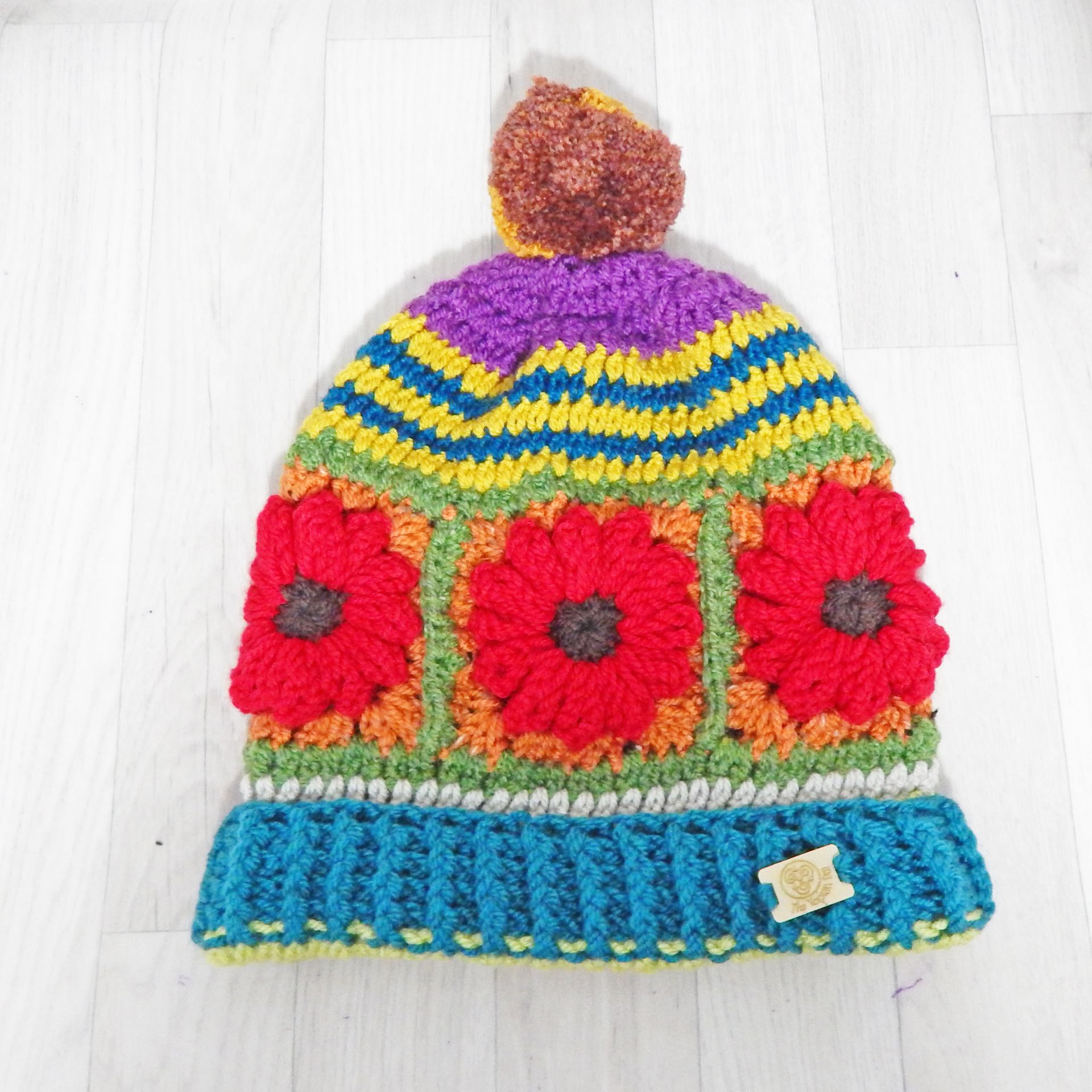 Bobble Hat Red Flower