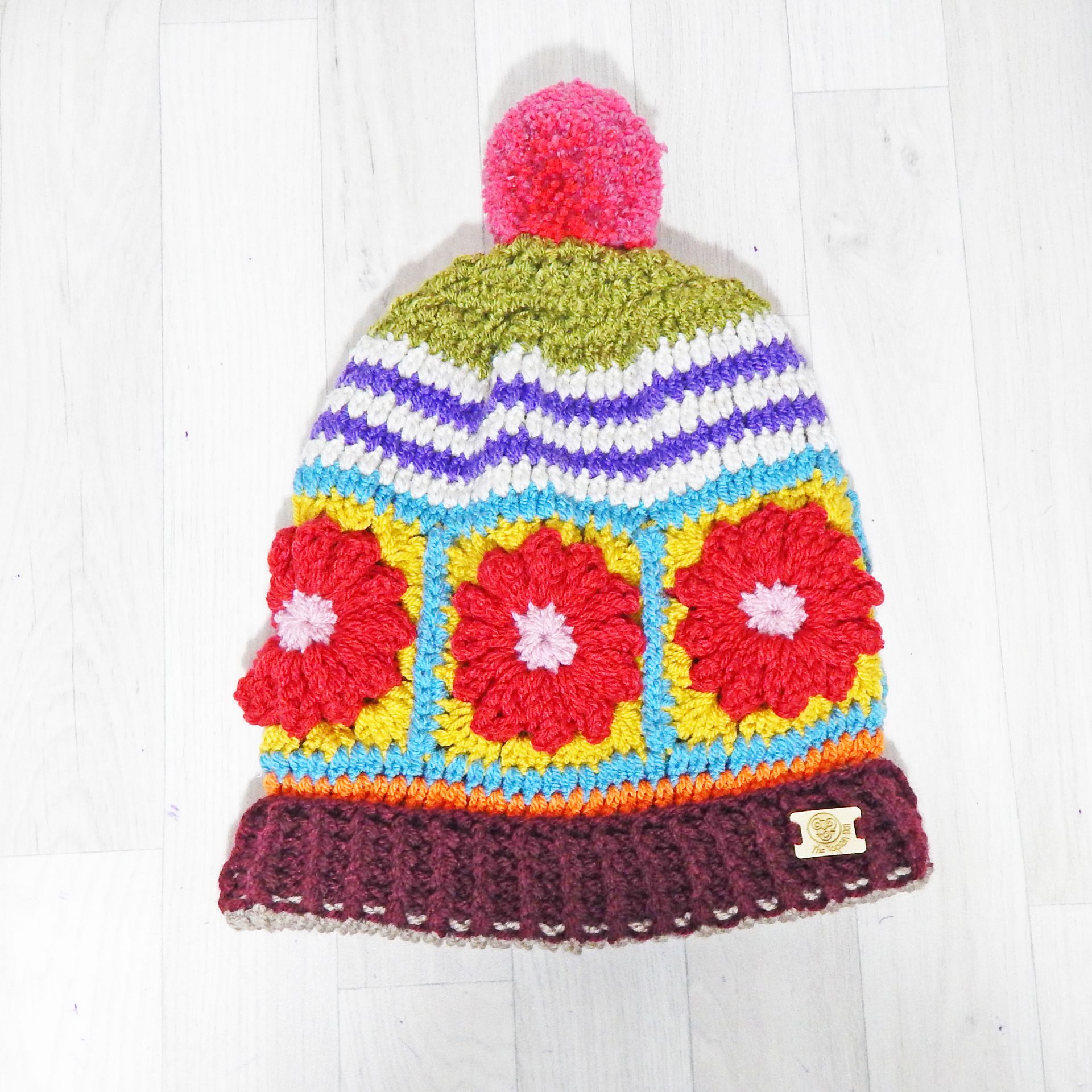 Bobble Hat Ruby Red Flower