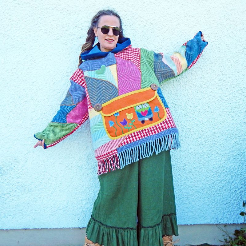 Patchwork Blanket Pocket Hoodie