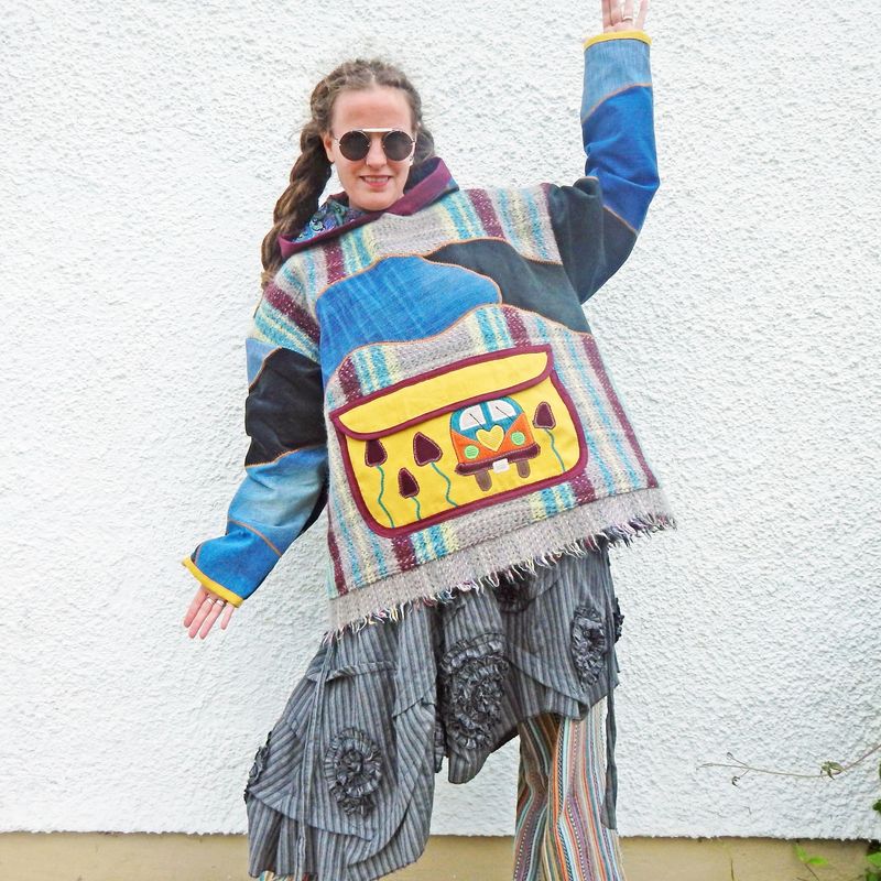 Denim Blanket Zip Pocket Hoodie