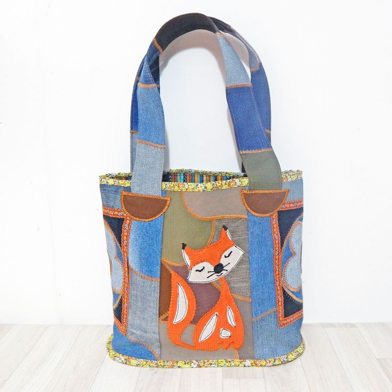 Fox Denim Tote Bag