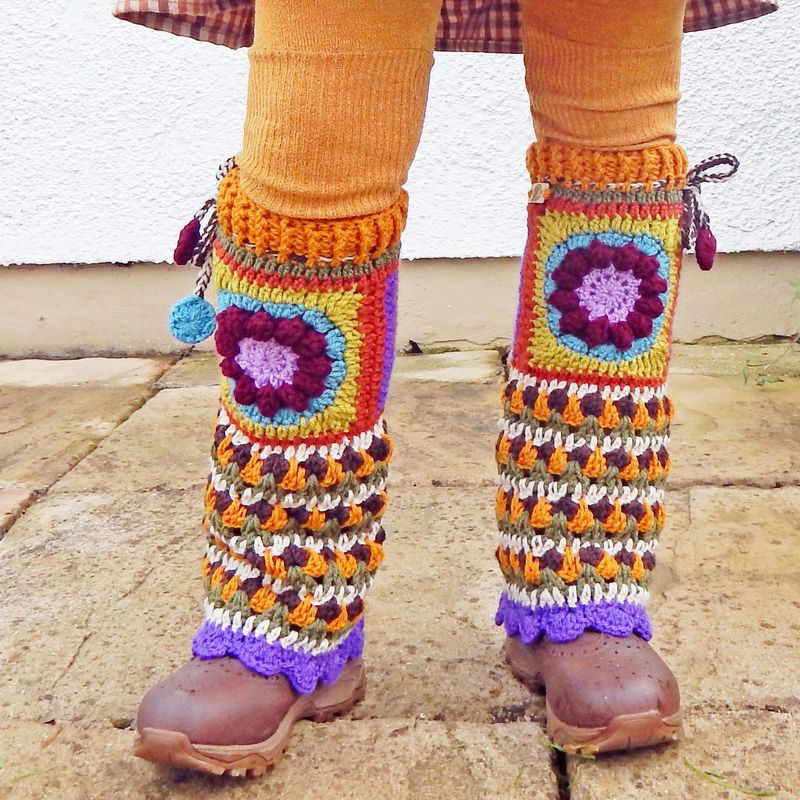 Leg Warmers Burgundy Flower