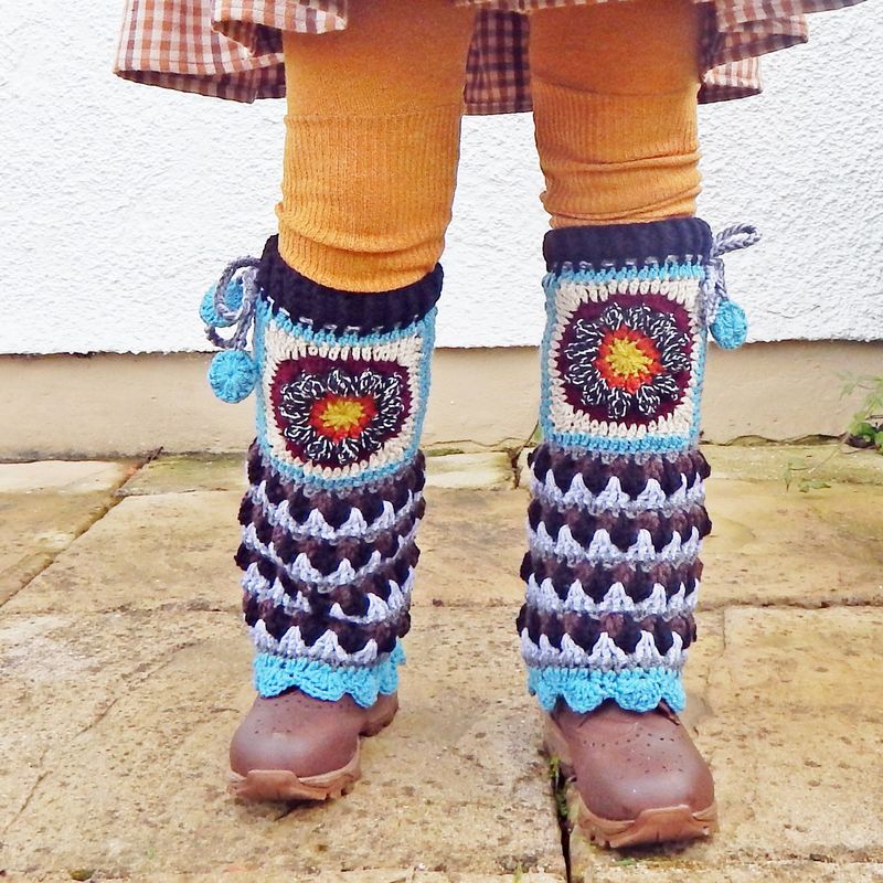 Leg Warmers Black Flower