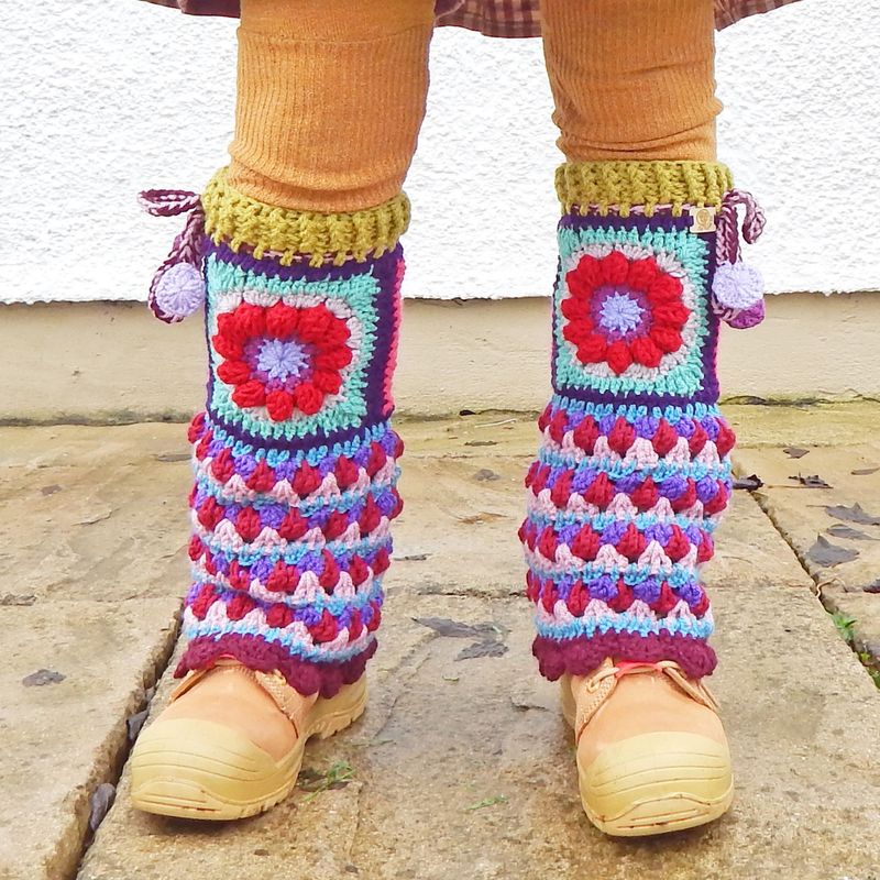 Flower Leg Warmers Red