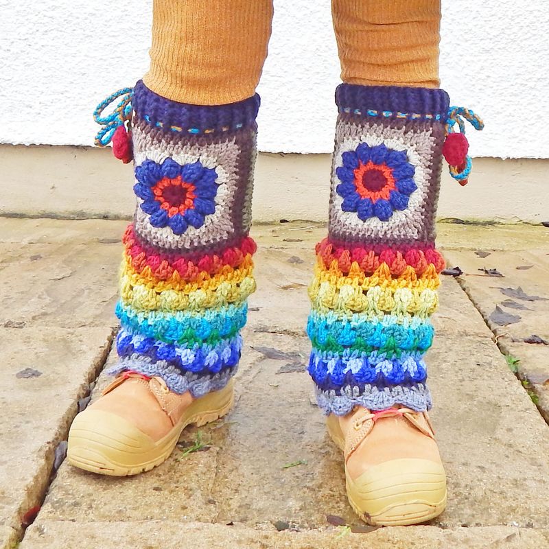 Flower Leg Warmers Blue