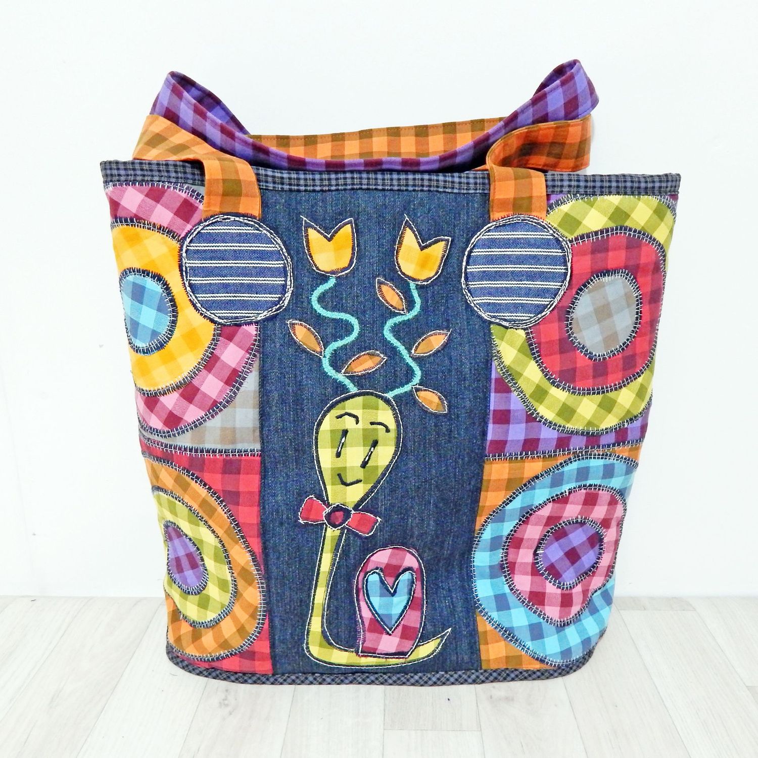 SOLD Tote Gingham Snail Bag