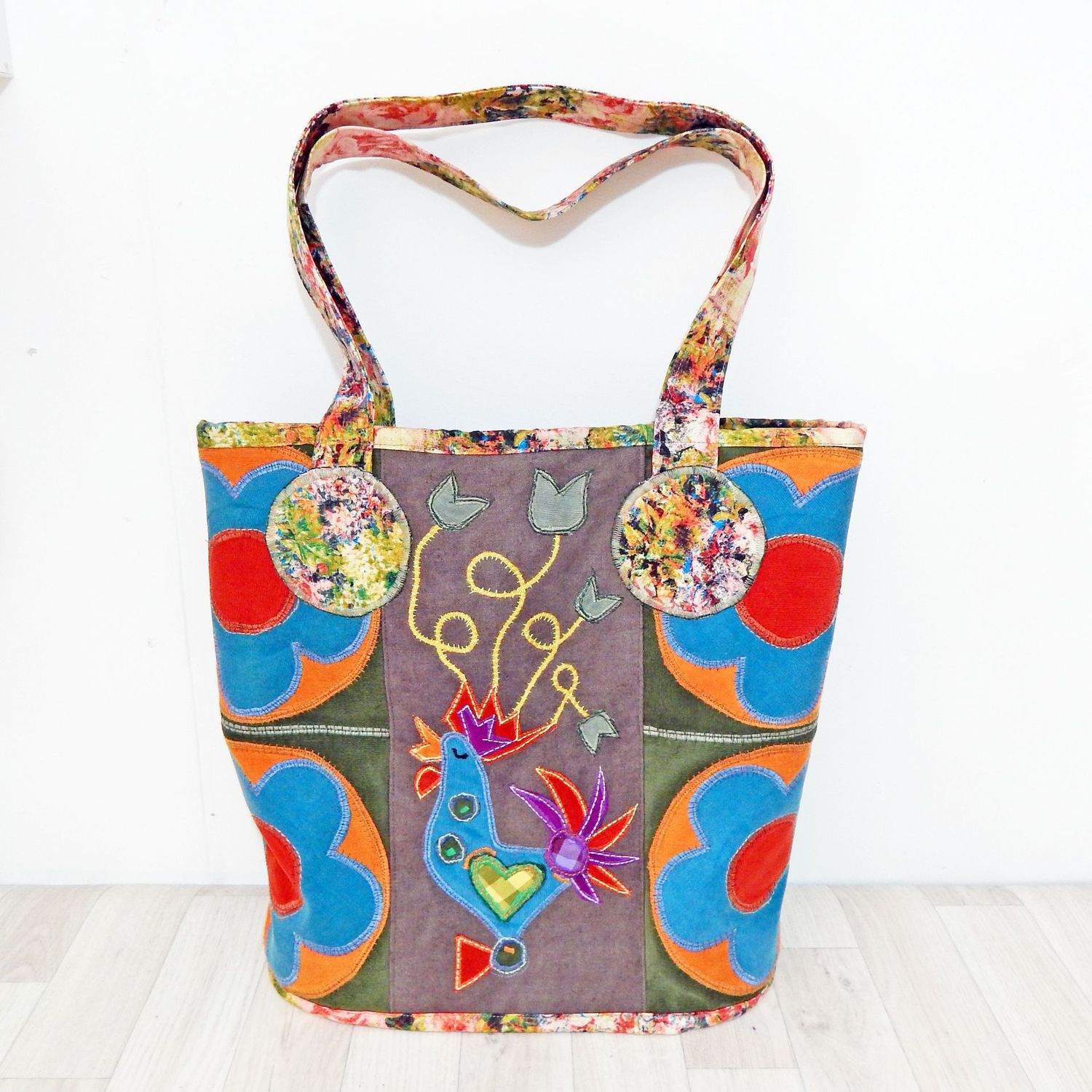SOLD Tote Flower Cockerel Bag