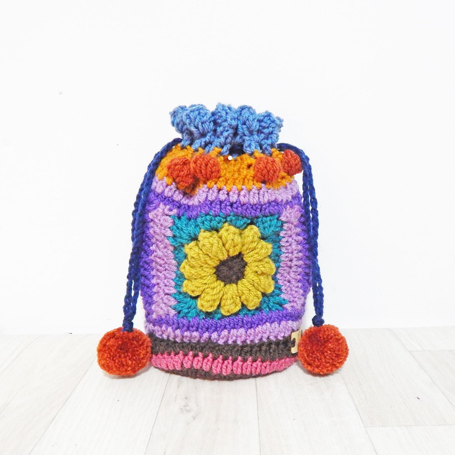 SOLD Crochet Pouch Lime Green Flower