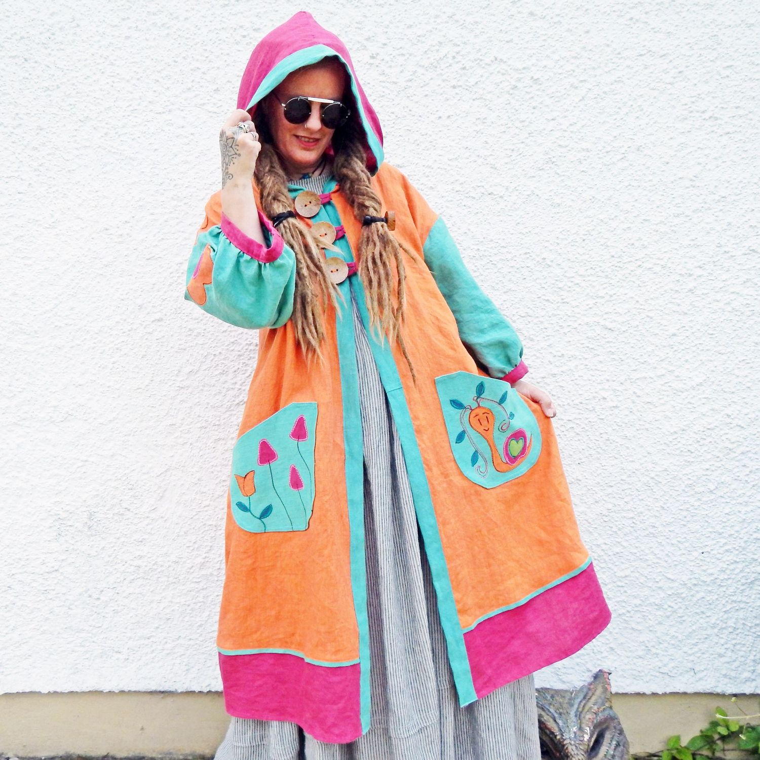 SOLD Linen Orange Snail Coat