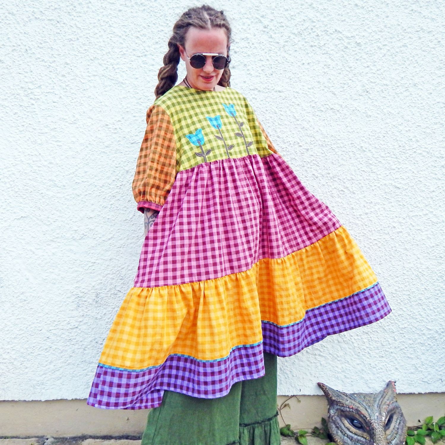 SOLD Smock Tiered Gingham Dress