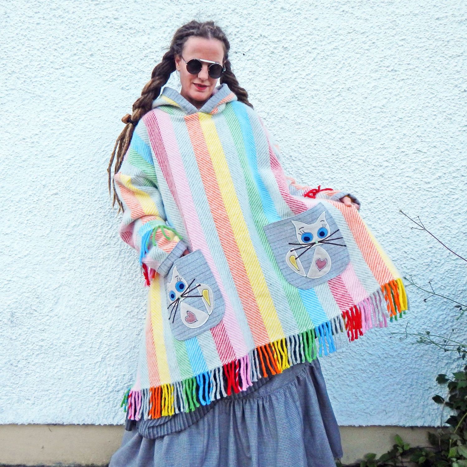 SOLD Blanket Striped Cat Hoodie