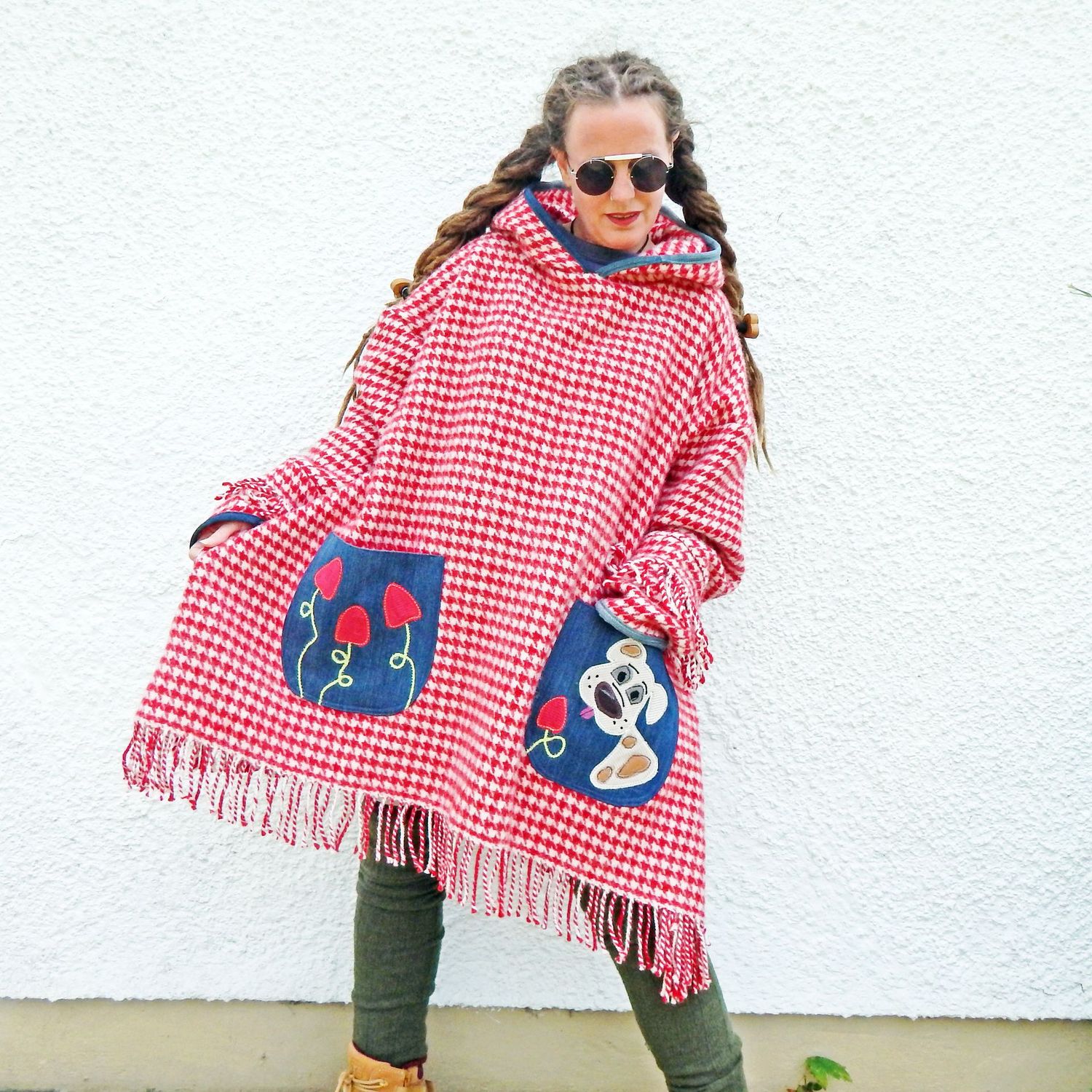 SOLD Houndstooth Blanket Dog Hoodie