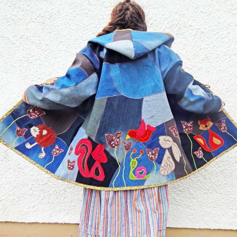 SOLD Denim Patchwork Storybook Coat