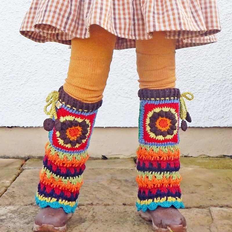 SOLD Leg Warmers Brown Flower