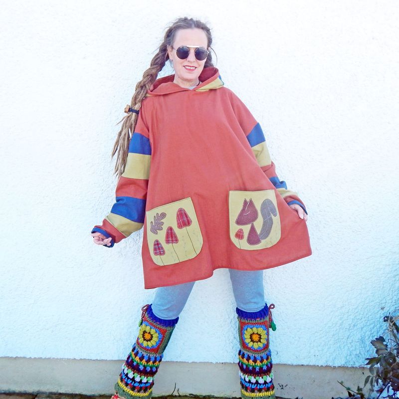 SOLD Striped Squirrel Hooded Tunic