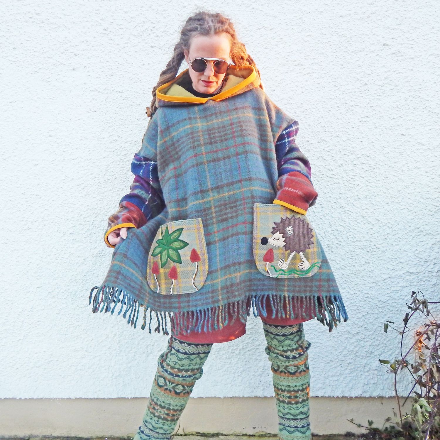 SOLD Hedgehog Wool Blanket Plaid Tunic