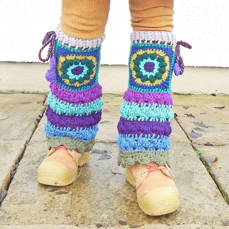 SOLD Flower Leg Warmers Green