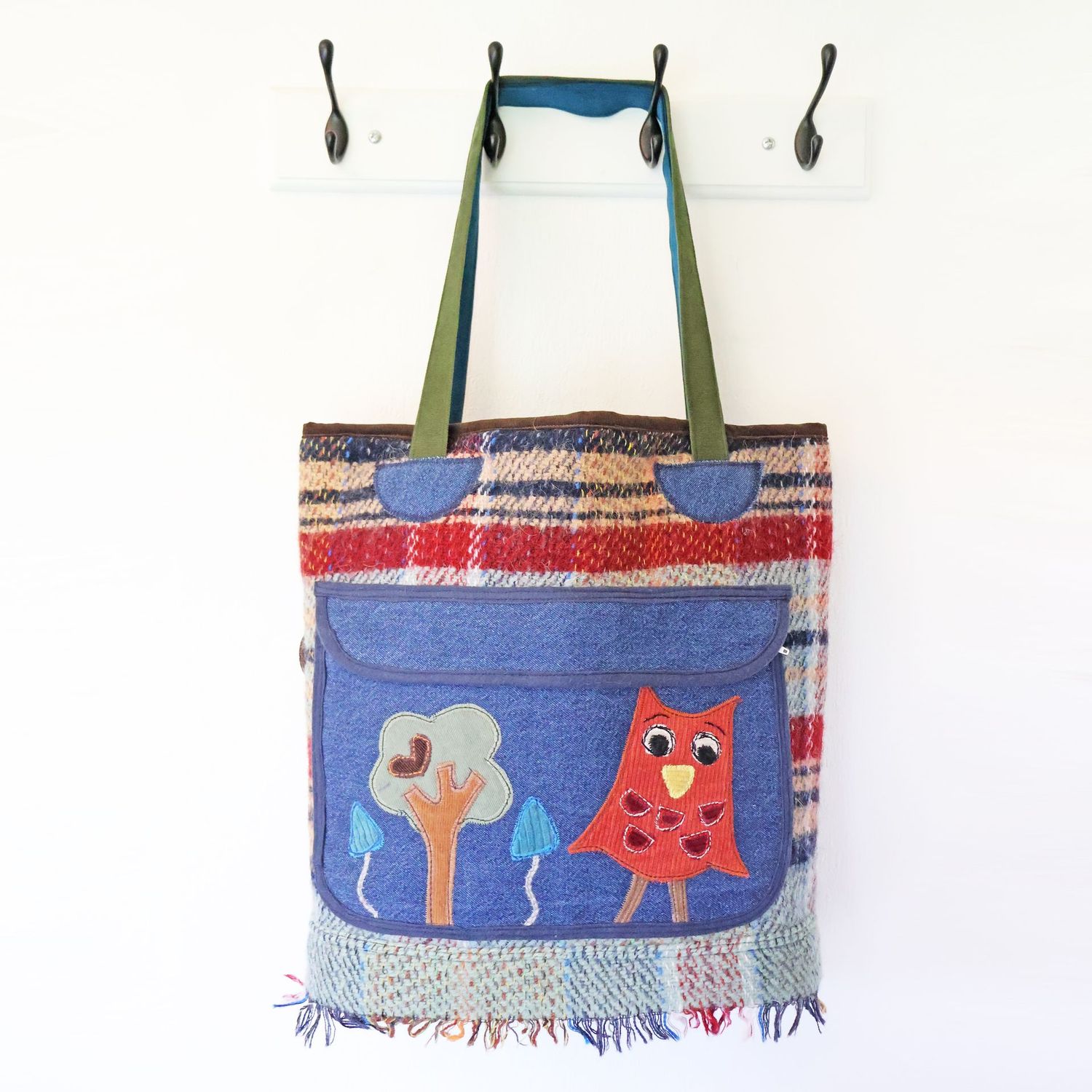 Folk Owl Blanket Wool Tote Bag