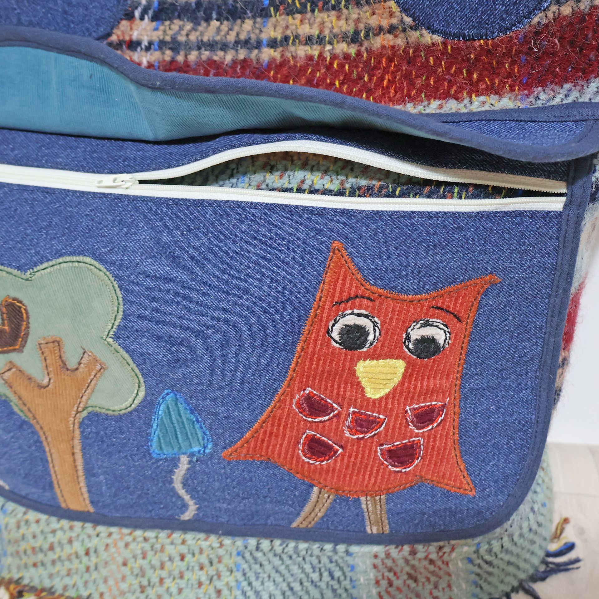 Folk Owl Blanket Wool Tote Bag