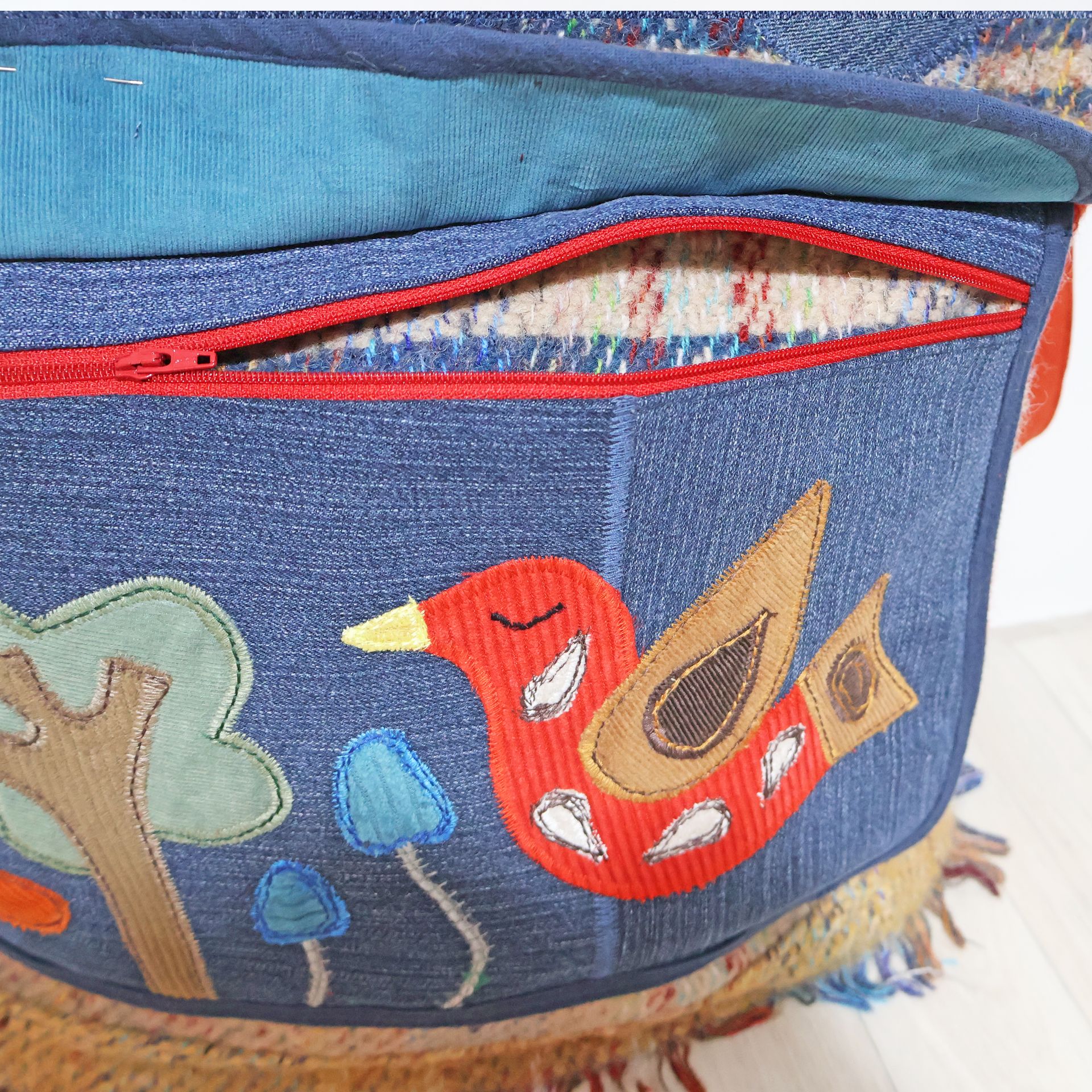 Folk Bird Blanket Wool Tote Bag