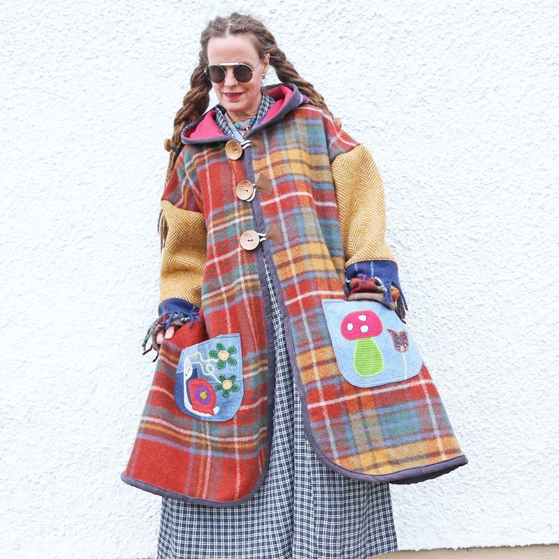 Plaid Blanket Snail Hooded Coat