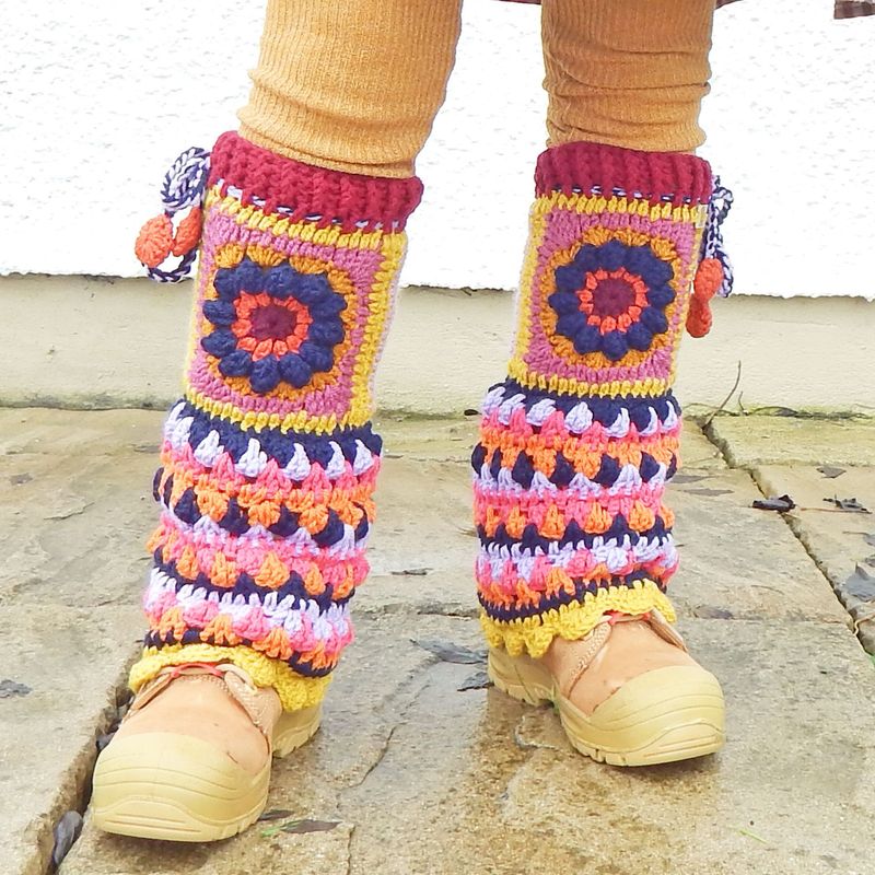 SOLD Navy Flower Leg Warmers