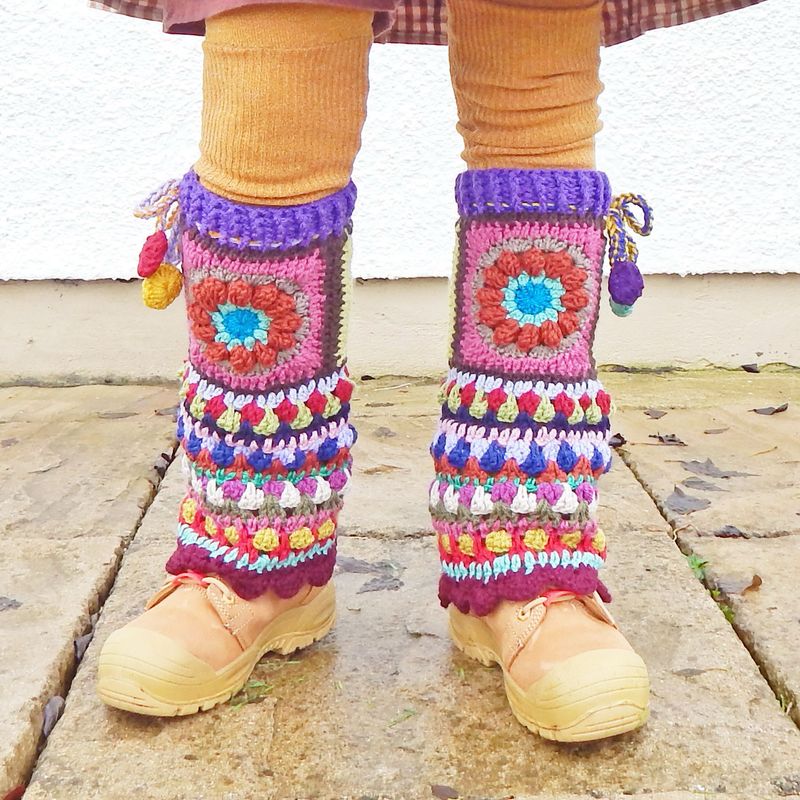 SOLD Multicoloured Flower Leg Warmers