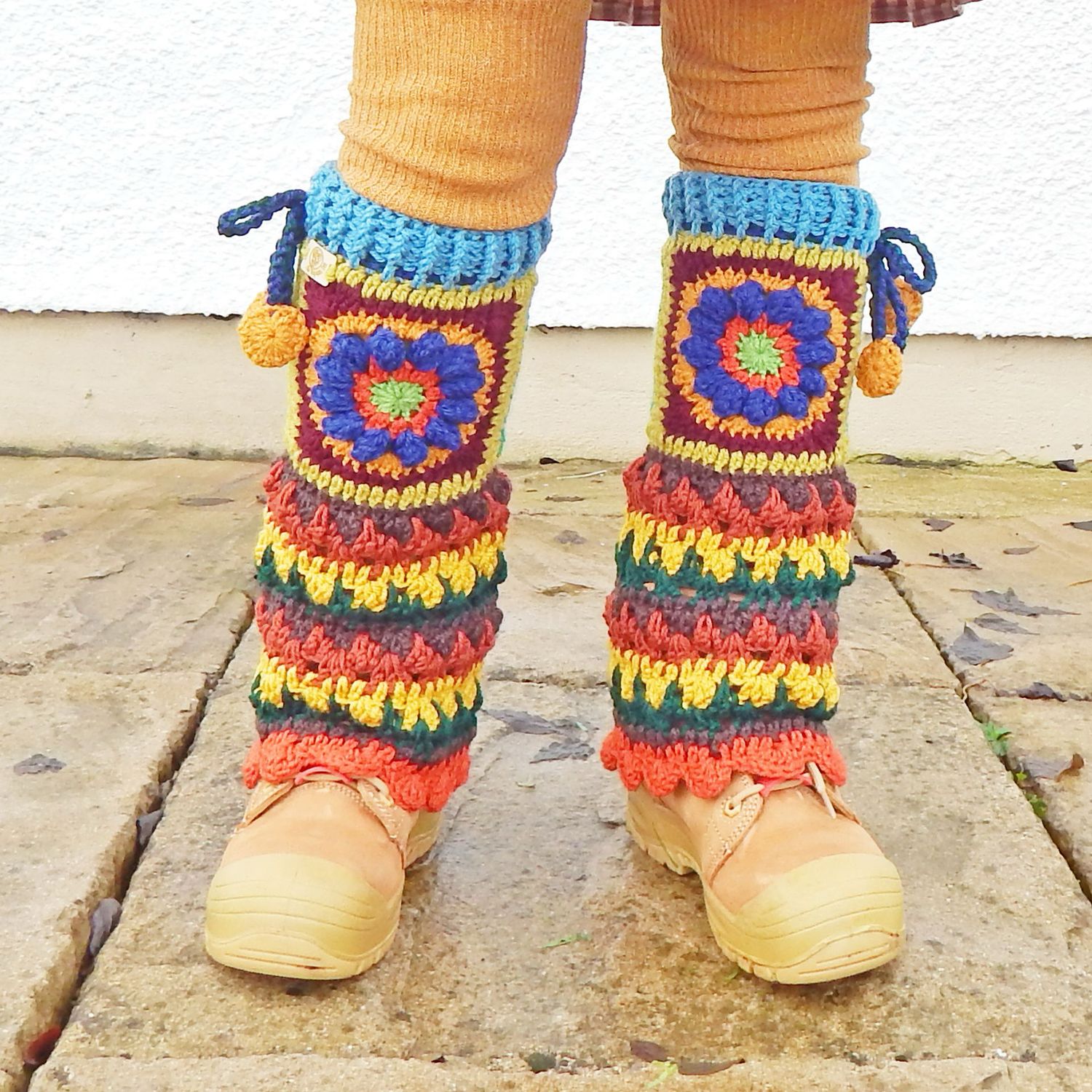 Striped Leg Warmers Flower Striped Leg Warmers Flower