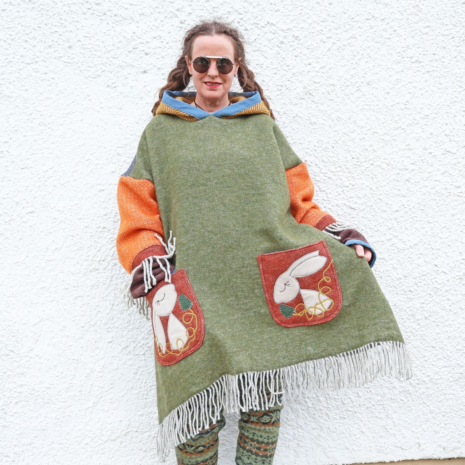 Wool Blanket Folk Hare Hooded Tunic