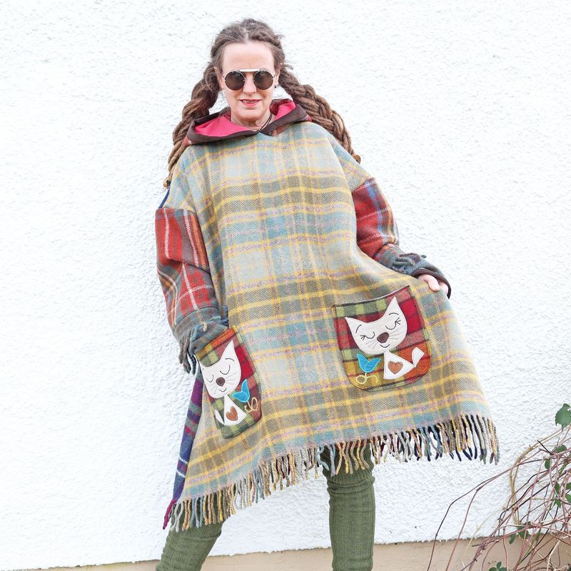 Cat Blanket Wool Plaid Tunic