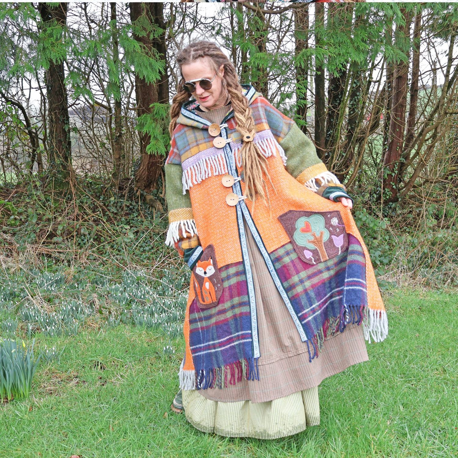Fox Patchwork Blanket Hooded Coat