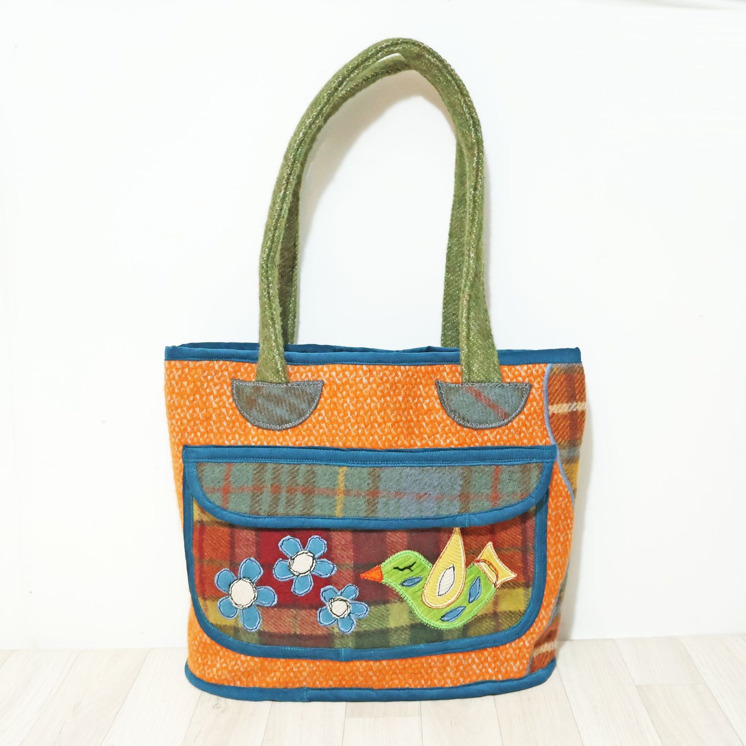 Blanket Wool Tote Folk Bird Bag Blanket Wool Tote Folk Bird Bag