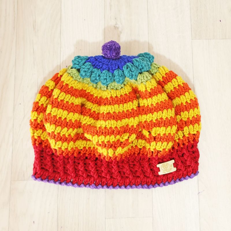 SOLD Orange Yellow Striped Beret Hat