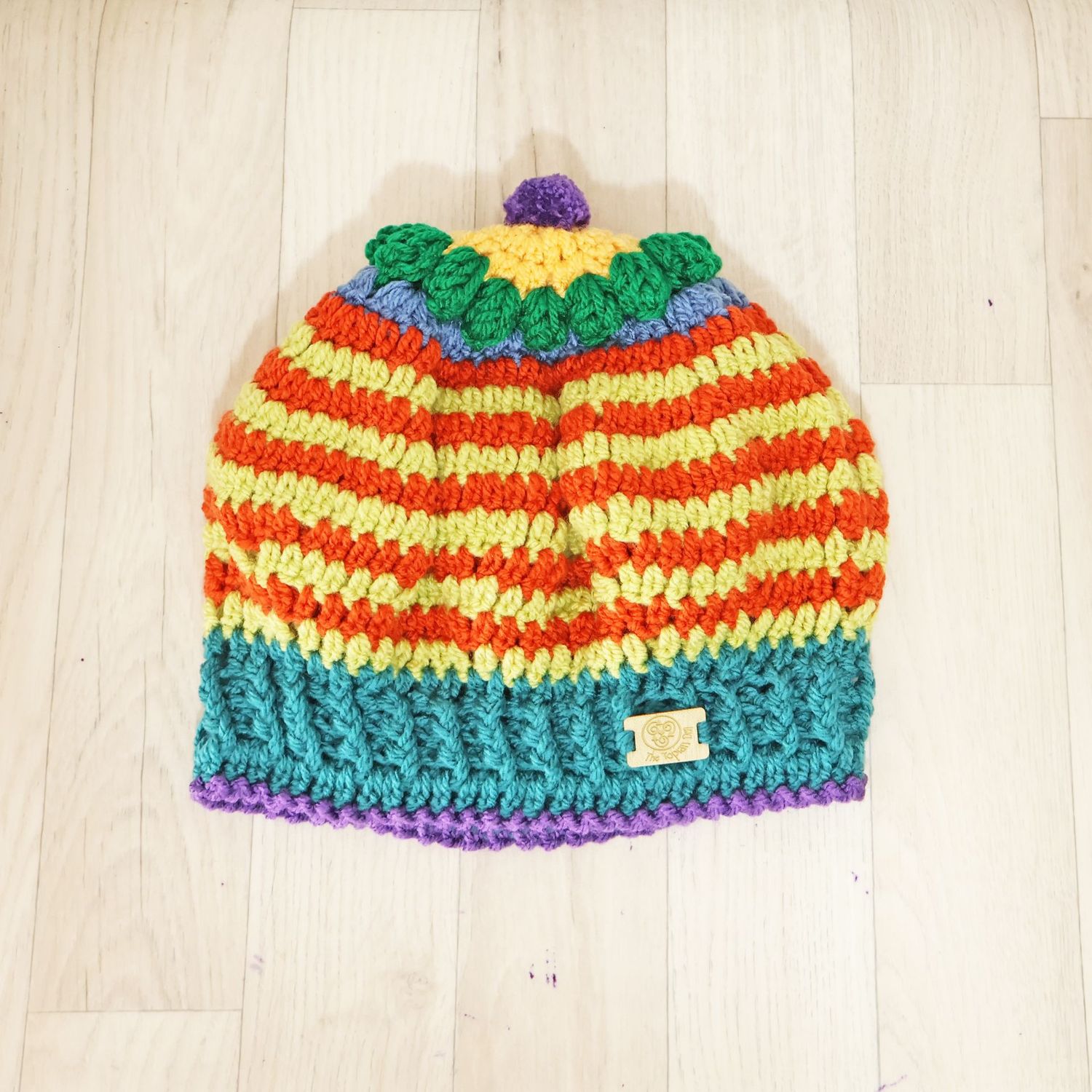 Orange Lime Striped Beret Hat Orange Lime Striped Beret Hat