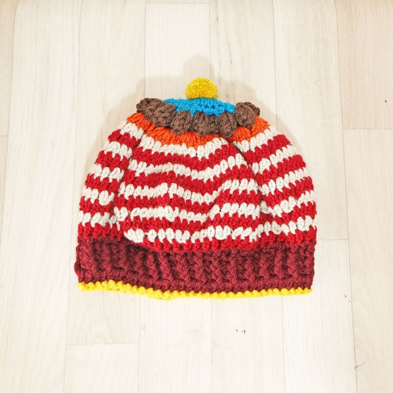 Red Cream Striped Beret Hat