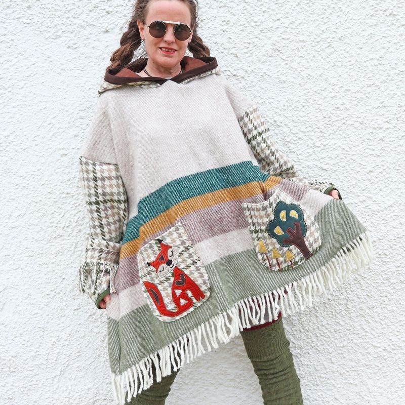 SOLD Wool Folk Fox Blanket Tunic