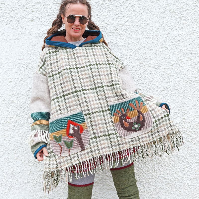 SOLD Folk Bird Blanket Tunic