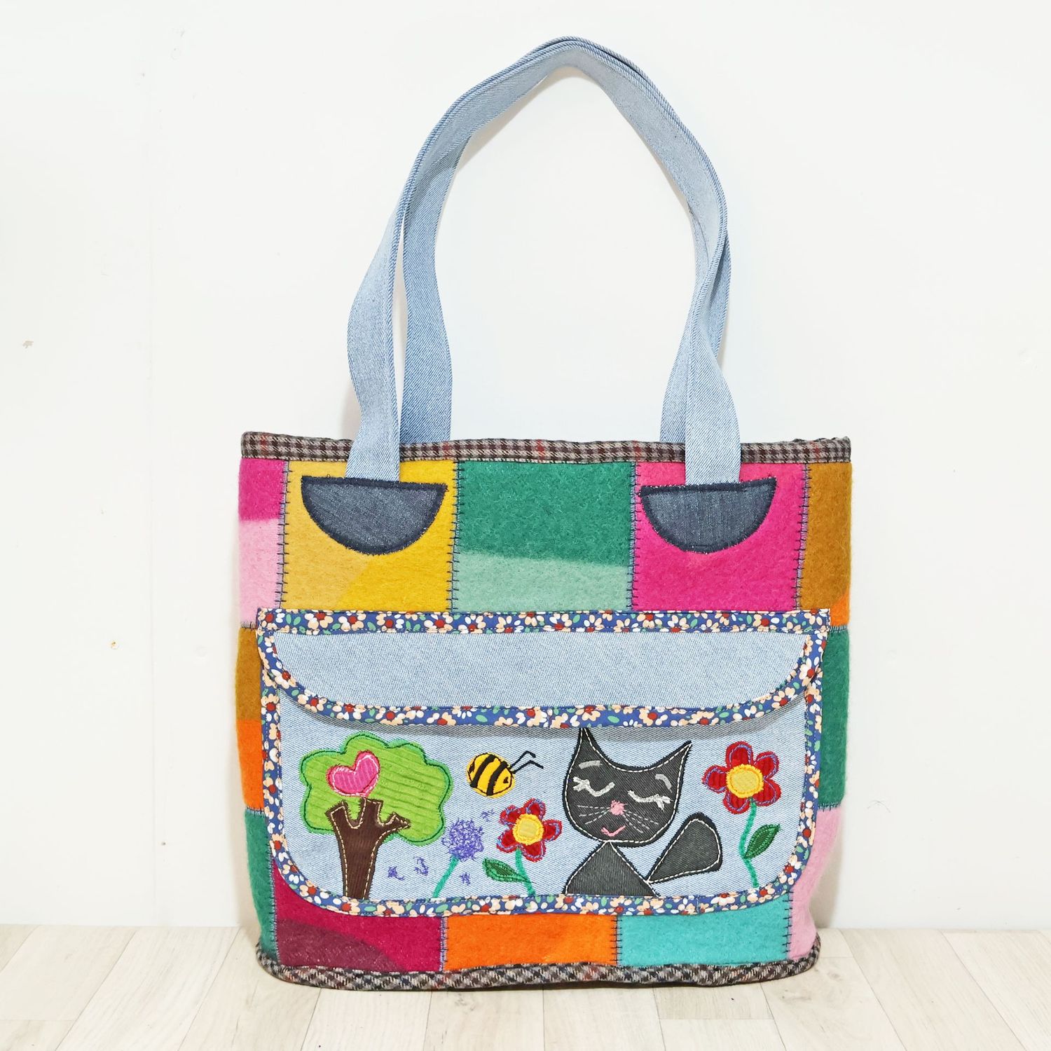 Blanket Patchwork Cat Bag