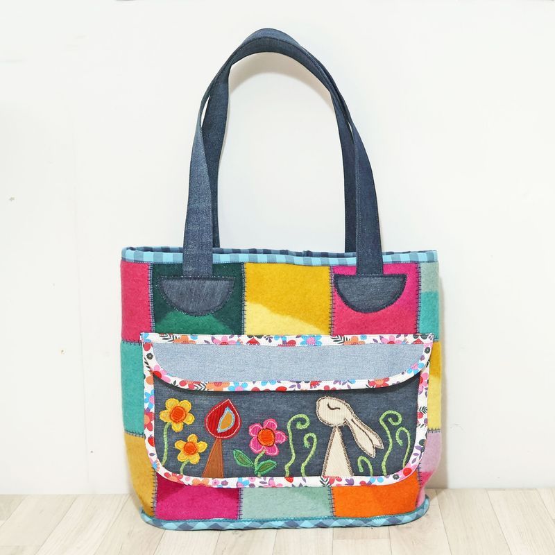 SOLD Patchwork Blanket Hare Bag