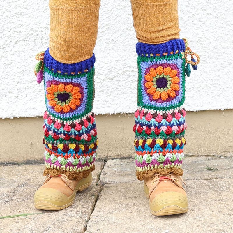 SOLD Orange Flower Leg Warmers