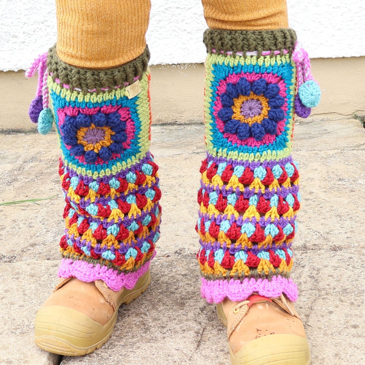 Multi Blue Flower Leg Warmers Multi Blue Flower Leg Warmers