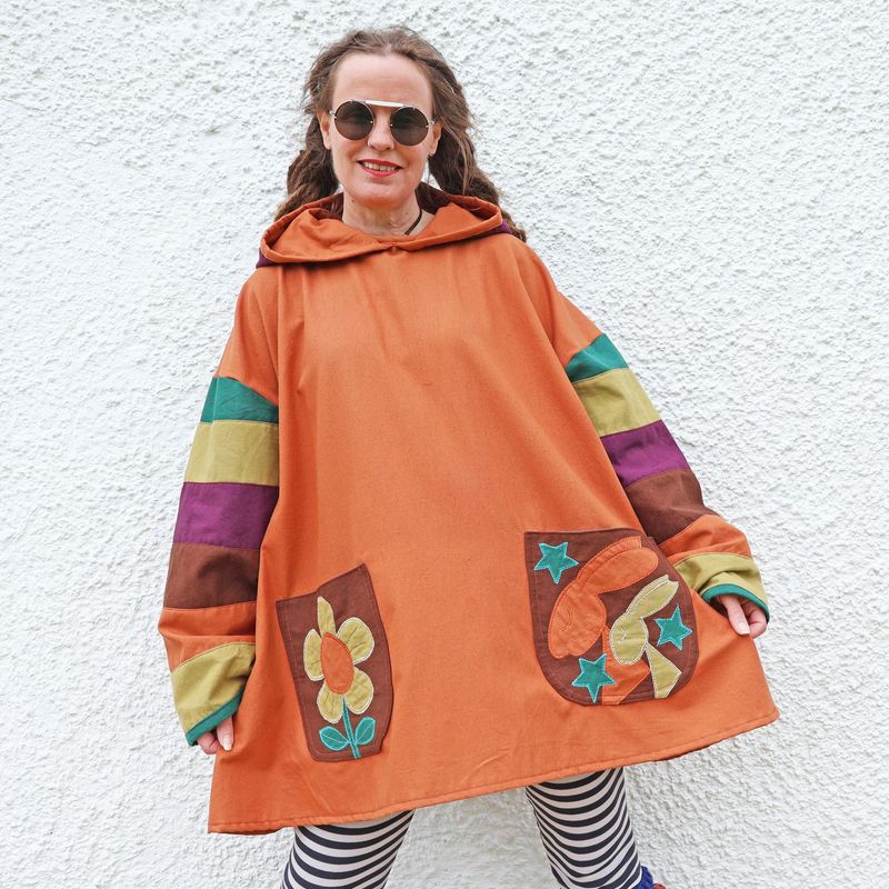 Striped Folk Hare Tunic Hoodie Striped Folk Hare Tunic Hoodie