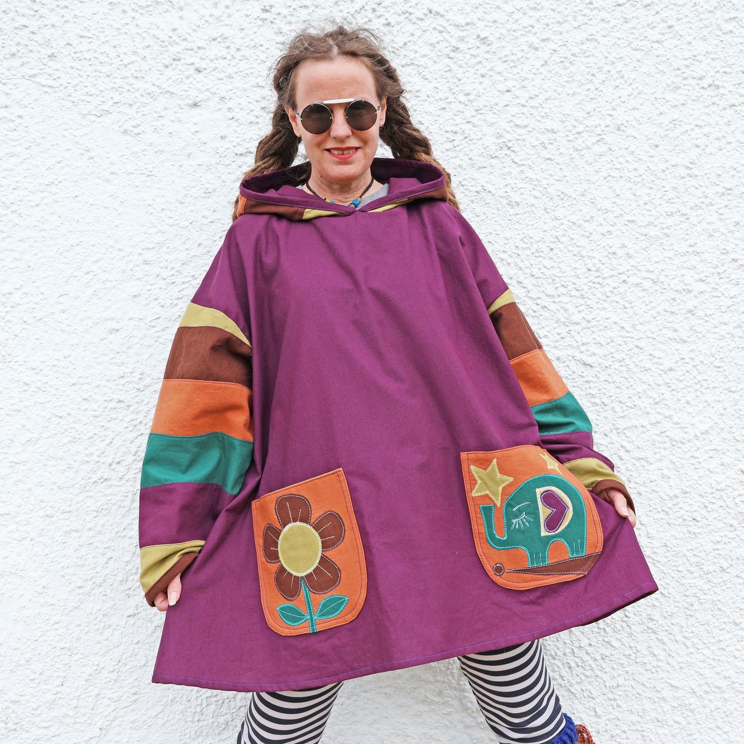 Striped Elephant Tunic Hoodie