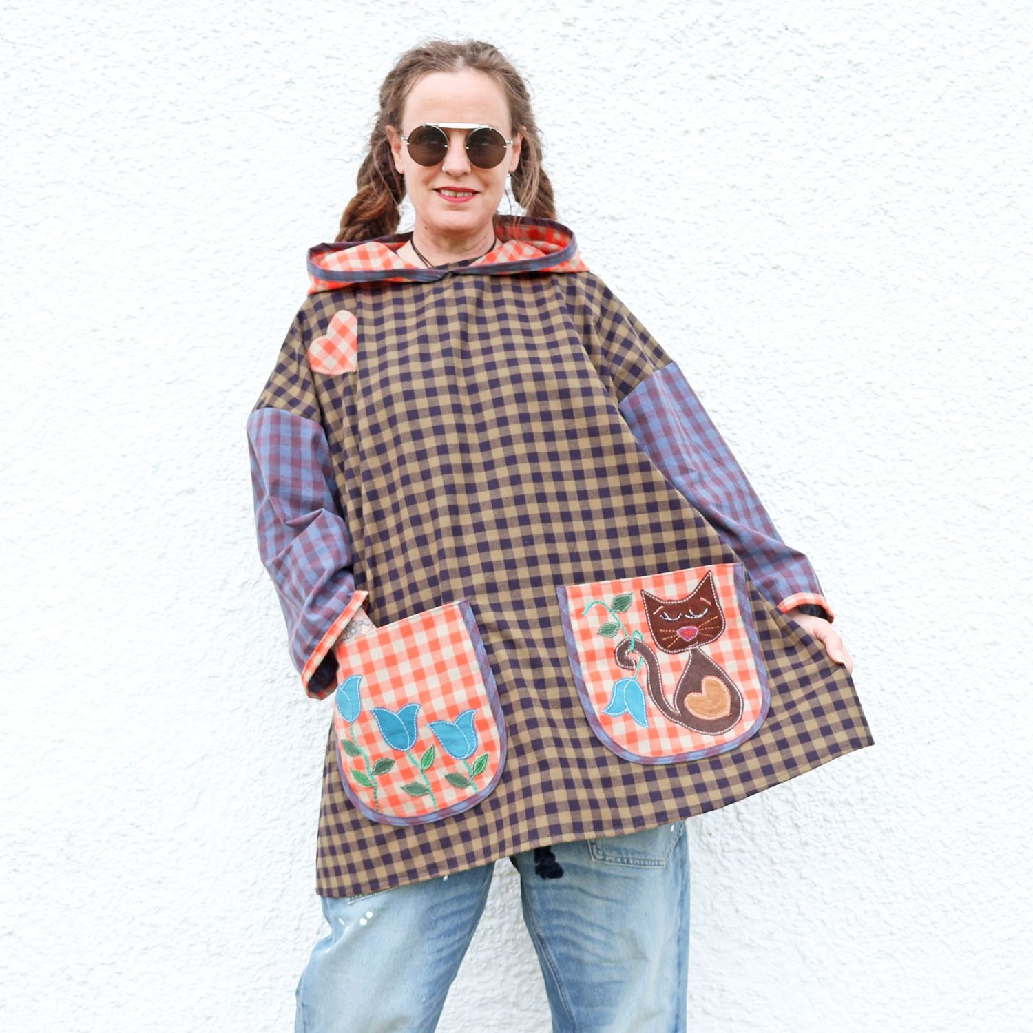 SOLD Gingham Quirky Cat Tunic