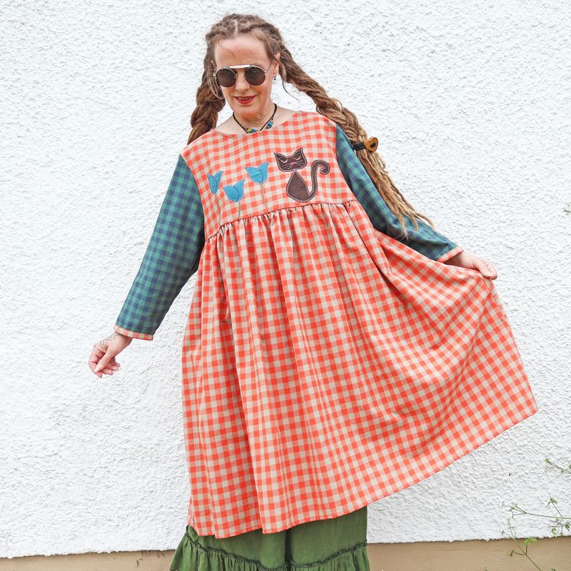 SOLD Gingham Cat Dress
