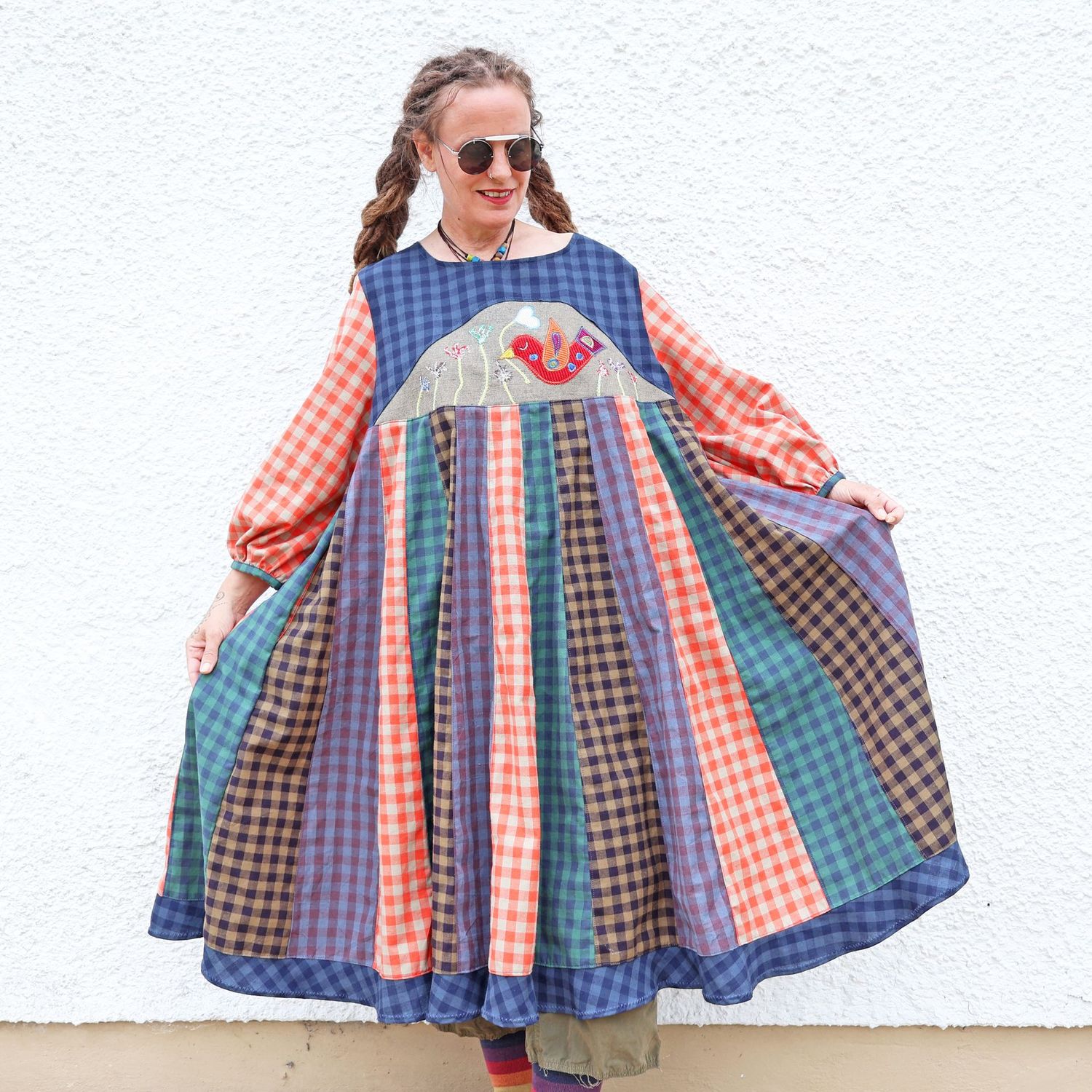 Gingham Folk Bird Dress