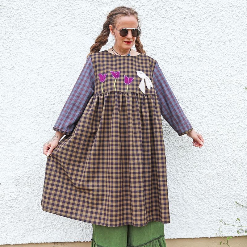 SOLD Gingham Folk Hare Dress