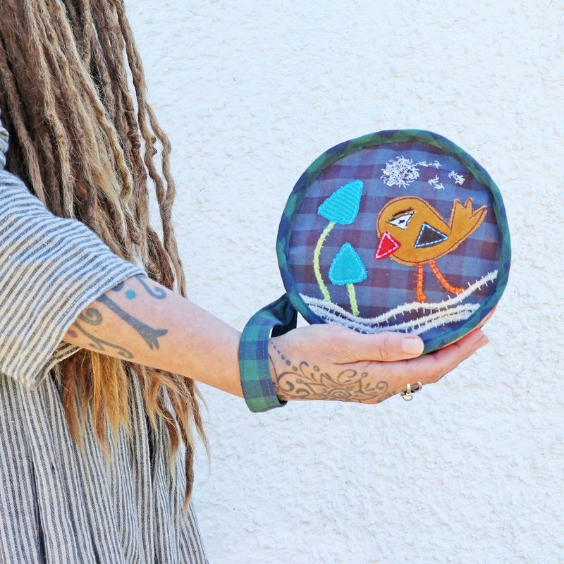 SOLD Wristlet Folk Bird Bag